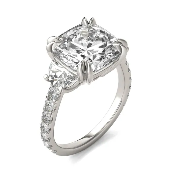Cushion Solstice Accented Three-Stone Engagement Ring
