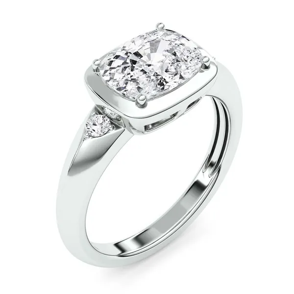 Elongated Oval Bezel Illusion Three-Stone Ring