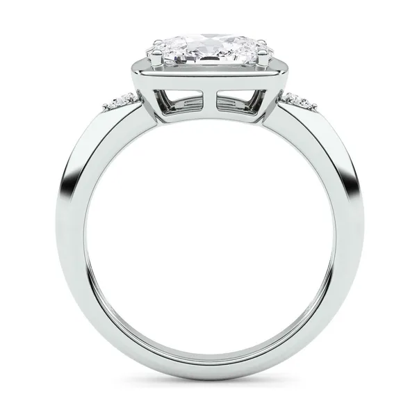 Elongated Oval Bezel Illusion Three-Stone Ring