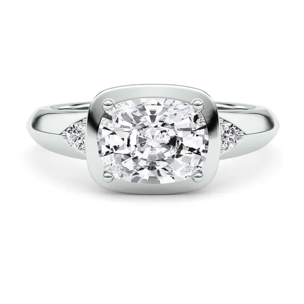 Elongated Oval Bezel Illusion Three-Stone Ring