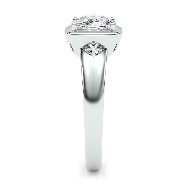 Elongated Oval Bezel Illusion Three-Stone Ring