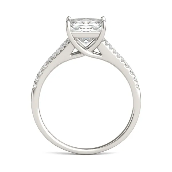 1.71 CTW DEW Princess Moissanite Split Shank Engagement Ring