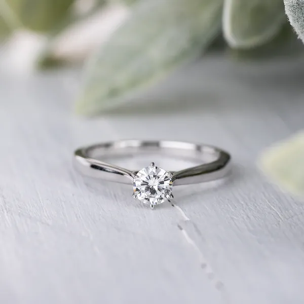 0.50 CTW DEW Forever One Moissanite Round Solitaire Engagement Ring