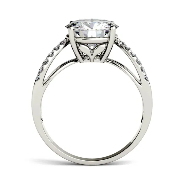 2.92 CTW DEW Round Moissanite Split Shank Engagement Ring