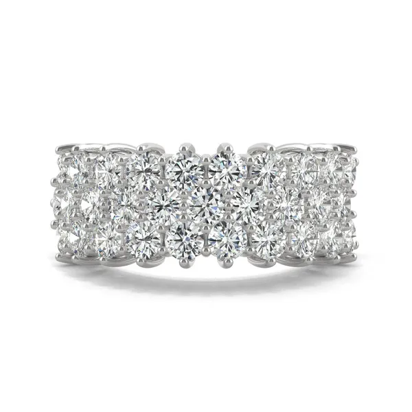 3.00 CTW DEW Round Moissanite Three-Row Fashion Ring