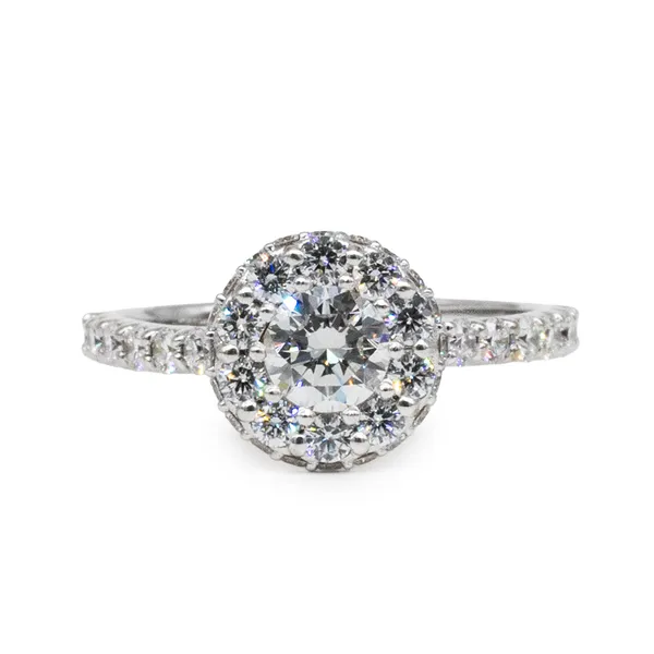 1.36 CTW Round Cathedral Double Halo Engagement Ring