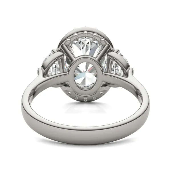 3.82 CTW Caydia Lab Grown Diamond Oval Halo Three-Stone Engagement Ring