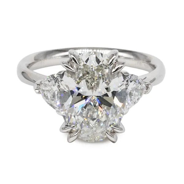 4.00 CTW Oval Caydia Lab Grown Diamond Three-Stone Ring