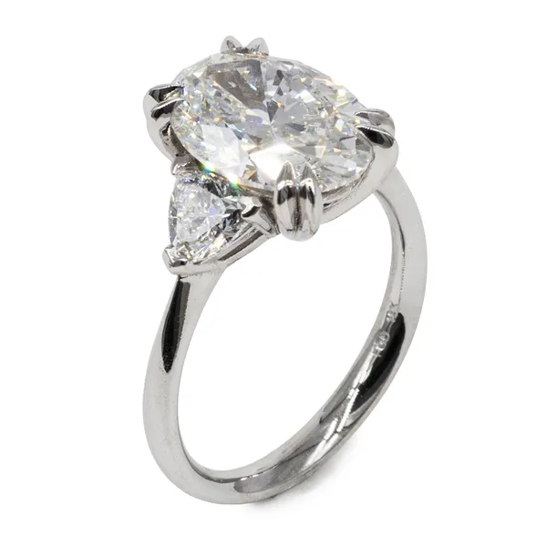4.00 CTW Oval Caydia Lab Grown Diamond Three-Stone Ring