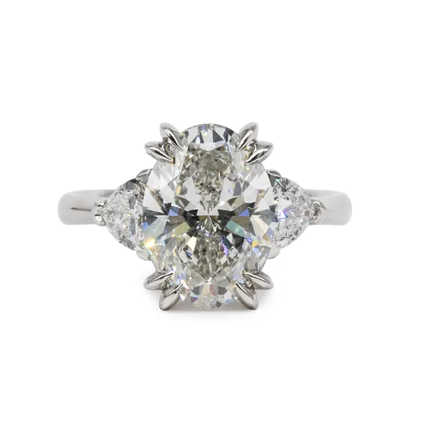 4.00 CTW Oval Caydia Lab Grown Diamond Three-Stone Ring