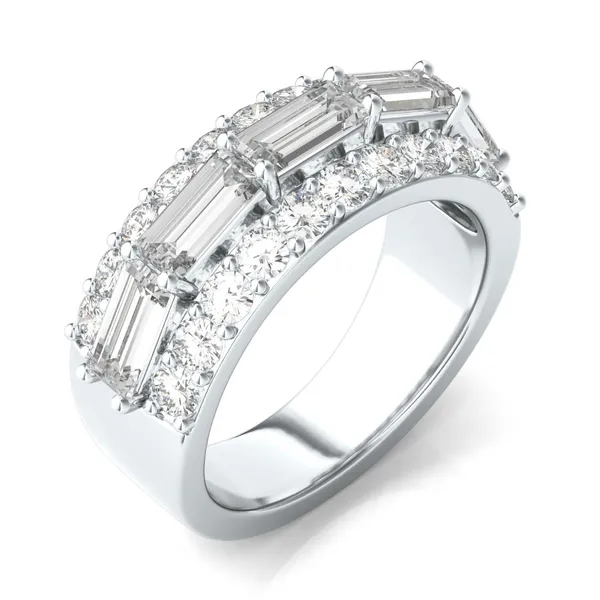 Bold Baguette Three Row Fashion Ring