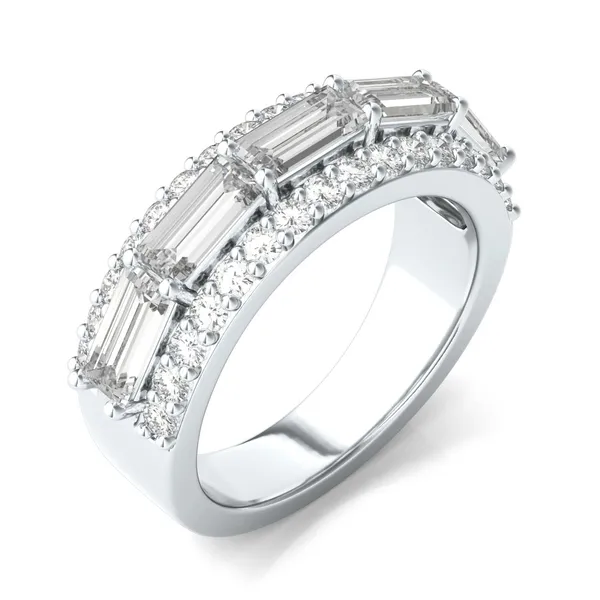 Baguette Three Row Fashion Ring