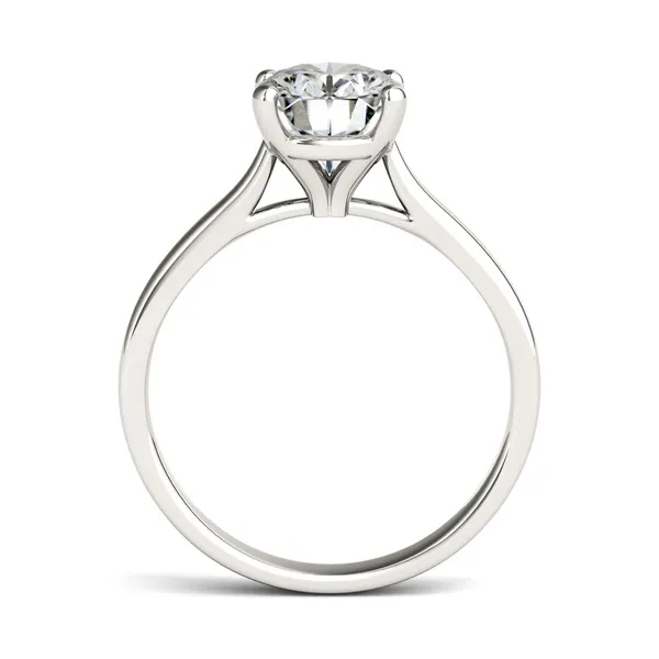 2.10 CTW DEW Oval Moissanite Solitaire Fashion Ring in 14K White Gold