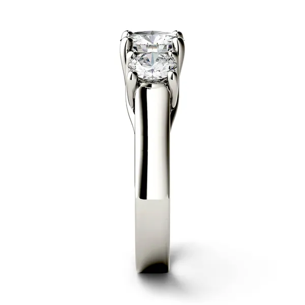2.00 CTW DEW Round Moissanite Three Stone Fashion Ring in 14K White Gold