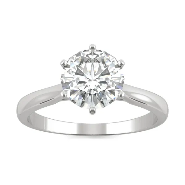 1.50 CTW DEW Round Forever One Moissanite Solitaire Six Prong Fashion Ring in 14K White Gold