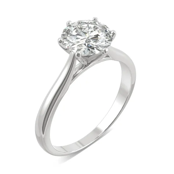 1.50 CTW DEW Round Forever One Moissanite Solitaire Six Prong Fashion Ring in 14K White Gold