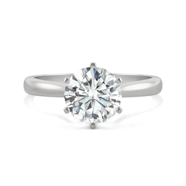 1.50 CTW DEW Round Forever One Moissanite Solitaire Six Prong Fashion Ring in 14K White Gold