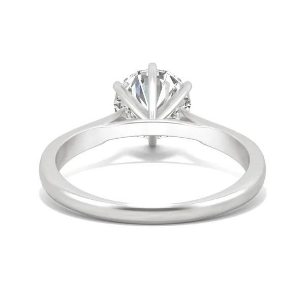 1.50 CTW DEW Round Forever One Moissanite Solitaire Six Prong Fashion Ring in 14K White Gold