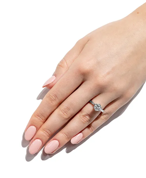 1.50 CTW DEW Round Forever One Moissanite Solitaire Six Prong Fashion Ring in 14K White Gold