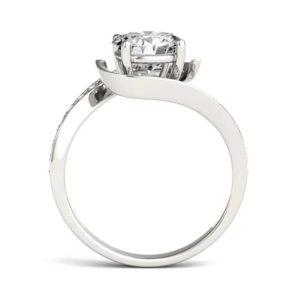 1.74 CTW DEW Round Forever One Moissanite Solitaire with Milgrain Fashion Ring in 14K White Gold