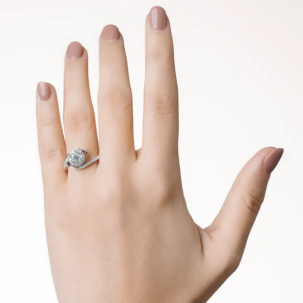1.74 CTW DEW Round Forever One Moissanite Solitaire with Milgrain Fashion Ring in 14K White Gold