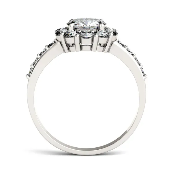 1.78 CTW DEW Round Forever One Moissanite Halo Engagement Ring in 14K White Gold