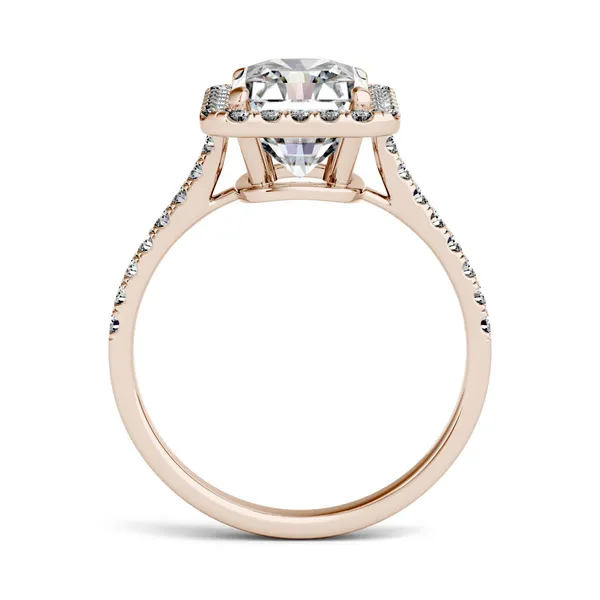 3.10 CTW DEW Round Forever One Moissanite Halo Ring in 14K Rose Gold