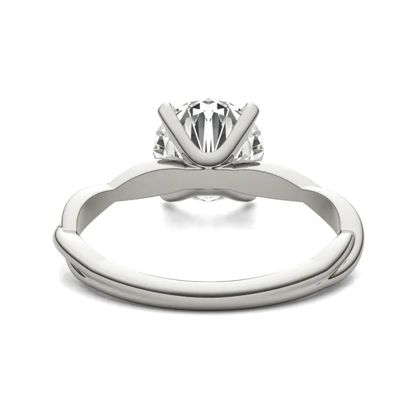 1.90 CTW DEW Round Forever One Moissanite Twist Solitaire Ring in 14K White Gold