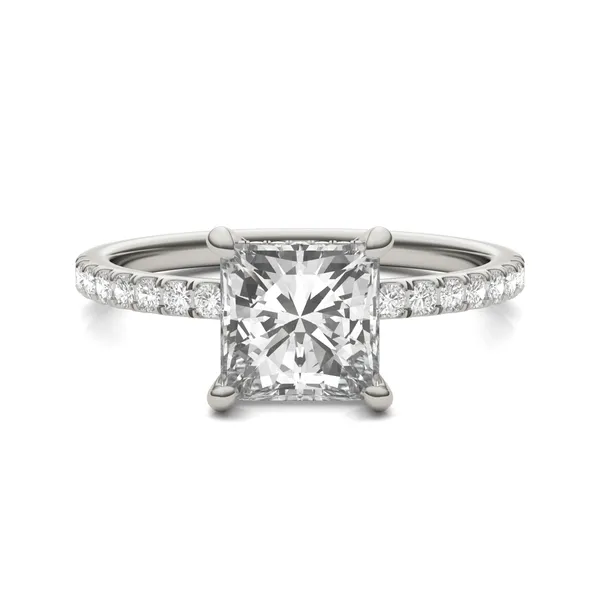 1.79 CTW DEW Princess Forever One Moissanite Hidden Halo Engagement Ring in 14K White Gold