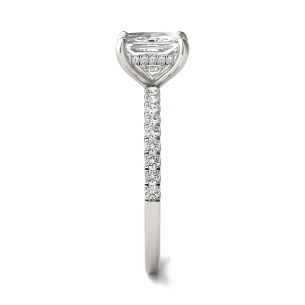 1.79 CTW DEW Princess Forever One Moissanite Hidden Halo Engagement Ring in 14K White Gold