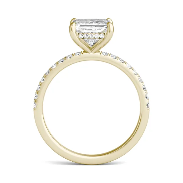 1.79 CTW DEW Princess Forever One Moissanite Hidden Halo Engagement Ring in 14K Yellow Gold