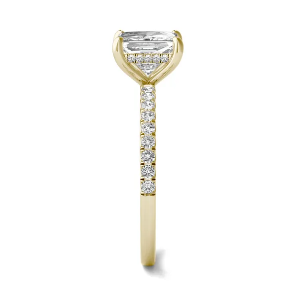1.79 CTW DEW Princess Forever One Moissanite Hidden Halo Engagement Ring in 14K Yellow Gold