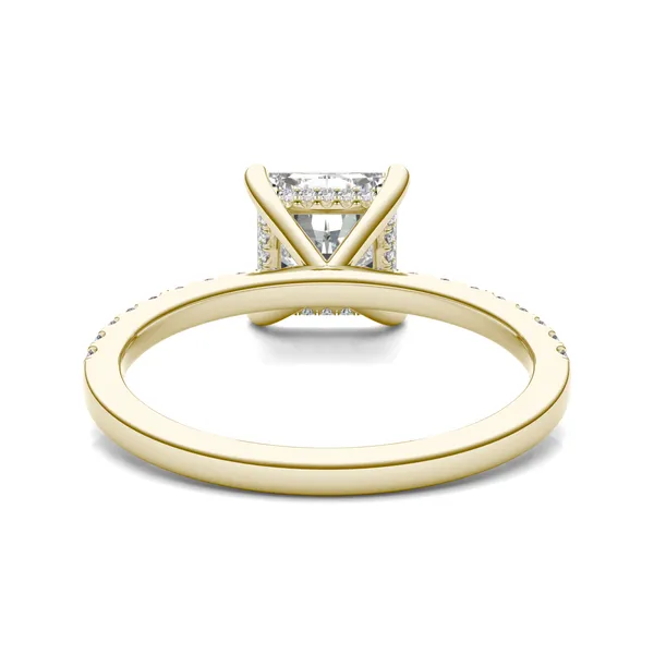 1.79 CTW DEW Princess Forever One Moissanite Hidden Halo Engagement Ring in 14K Yellow Gold