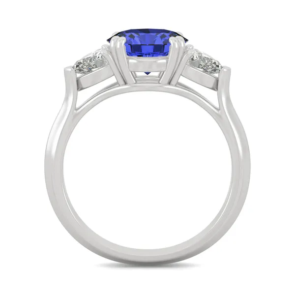 Sapphire Round Three-Stone Ring in 14K White Gold