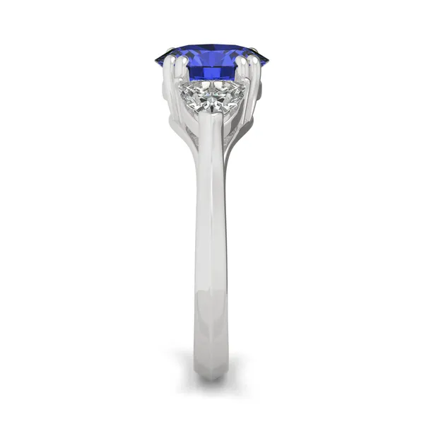 Sapphire Round Three-Stone Ring in 14K White Gold
