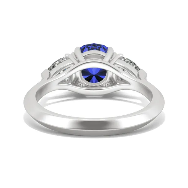 Sapphire Round Three-Stone Ring in 14K White Gold
