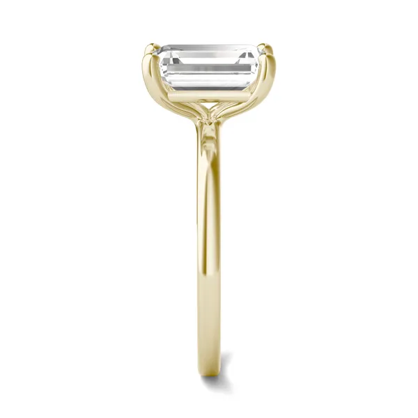 2.52 CTW DEW Emerald Forever One Moissanite Solitaire Ring in 14K Yellow Gold