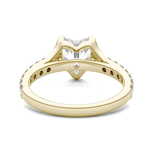 2.28 CTW DEW Heart Forever One Moissanite Cathedral Band Ring in 14K Yellow Gold