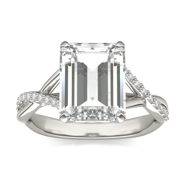 3.76 CTW DEW Emerald Signature Twisted Side-Stone Engagement Ring