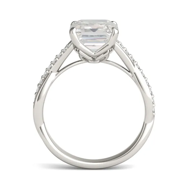 3.76 CTW DEW Emerald Signature Twisted Side-Stone Engagement Ring