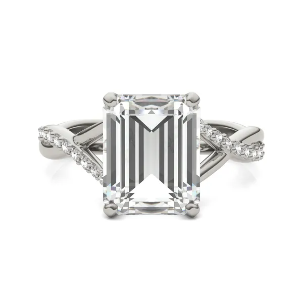 3.76 CTW DEW Emerald Signature Twisted Side-Stone Engagement Ring