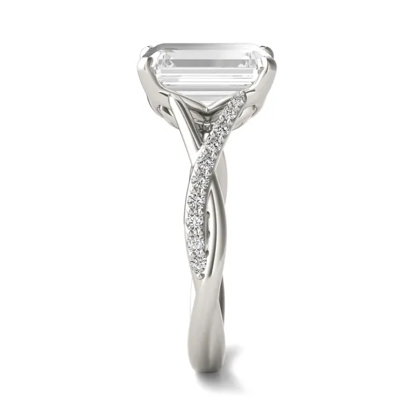 3.76 CTW DEW Emerald Signature Twisted Side-Stone Engagement Ring