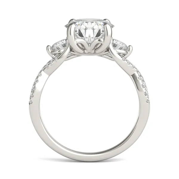 2.38 CTW DEW Round Twisted Accented Three-Stone Engagement Ring in 14K White Gold