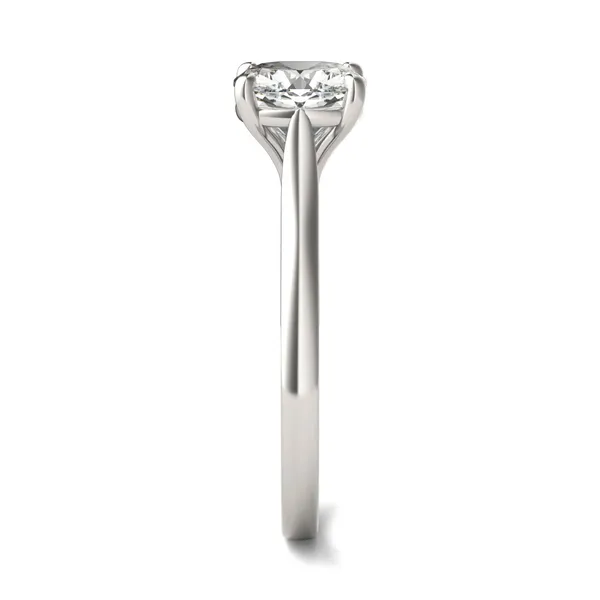2.00 CTW DEW Cushion Forever One Moissanite Cathedral Solitaire Engagement Ring in 14K White Gold