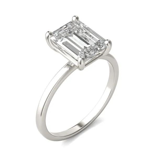 2.52 CTW DEW Emerald Forever One Moissanite Solitaire Ring in 14K White Gold