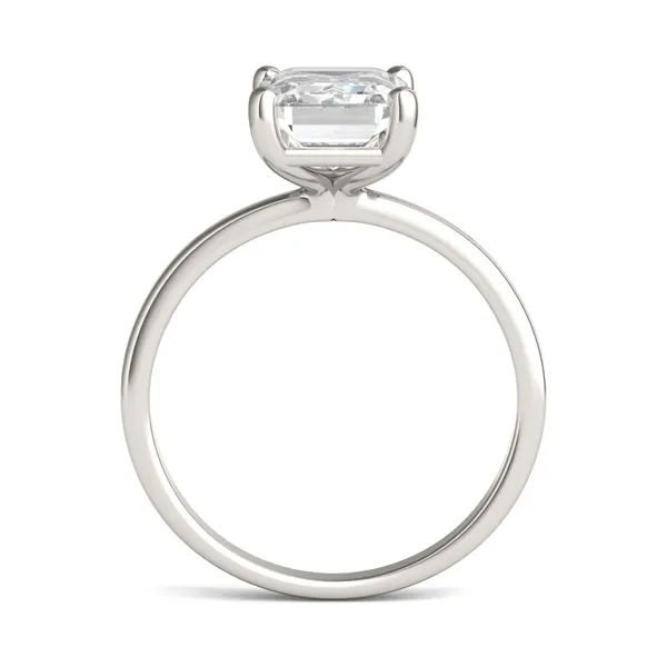 2.52 CTW DEW Emerald Forever One Moissanite Solitaire Ring in 14K White Gold
