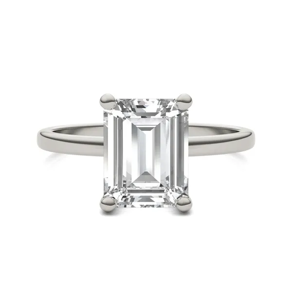 2.52 CTW DEW Emerald Forever One Moissanite Solitaire Ring in 14K White Gold