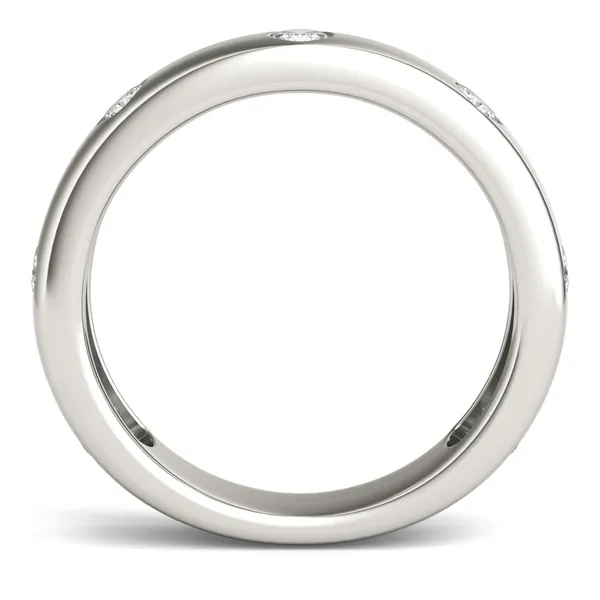 0.56 CTW DEW Round Moissanite Bezel Set Seven Stone Band in 14K White Gold