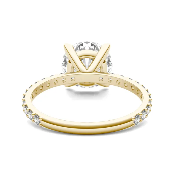 2.62 CTW DEW Round Forever One Moissanite Classic Side-Stone Engagement Ring in 14K Yellow Gold