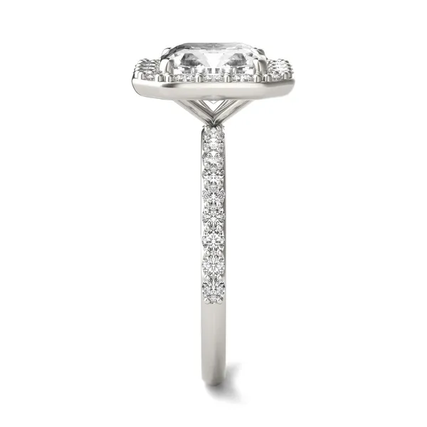 2.99 CTW DEW Asscher Forever One Moissanite Halo Engagement Ring in 14K White Gold